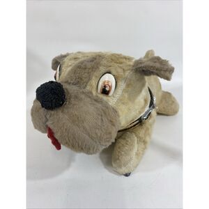 Old Antique Plush Stuffed Dog 1950s Painted Eyes Felt Tongue 17”